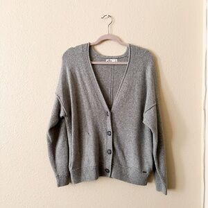 Hollister Gray Slouchy Knit Cardigan Sweater - Size small